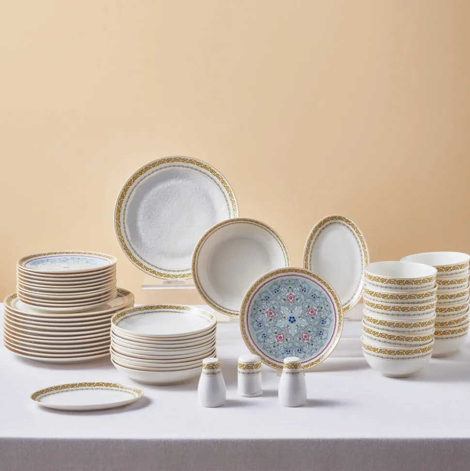 Karaca Forever Bone China Bondi 53-Piece Dinner Set for 12 People, Multi