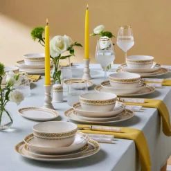 Karaca Forever Bone China Bondi 53-Piece Dinner Set for 12 People, Multi