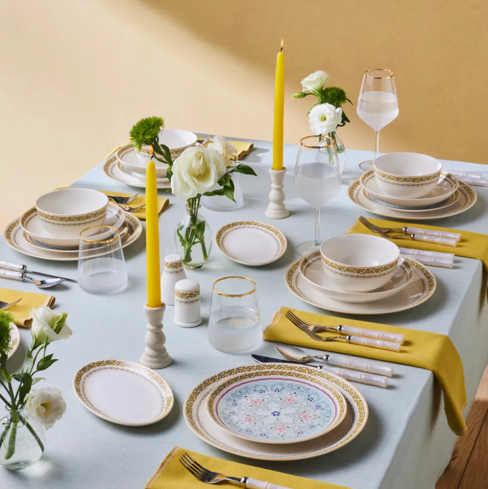 Karaca Forever Bone China Bondi 53-Piece Dinner Set for 12 People, Multi