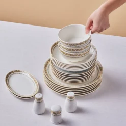 Karaca Forever Bone China Bondi 53-Piece Dinner Set for 12 People, Multi