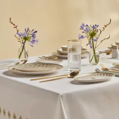 Karaca Forever Bone China Dorothy, 53-Piece Dinner Set for 12 People, Gold