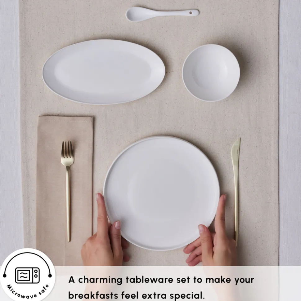 Karaca Forever Bone China Fika 22-Piece Serveware Set for 6 People, White
