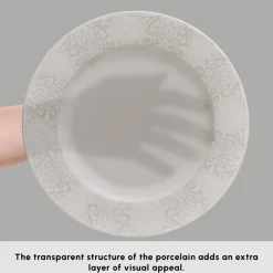 Karaca Forever Bone China New Olio 53-Piece Dinner Set for 12 People, White