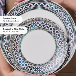 Karaca Forever Bone China New Cordoba 53-Piece Dinner Set for 12 People, Multi