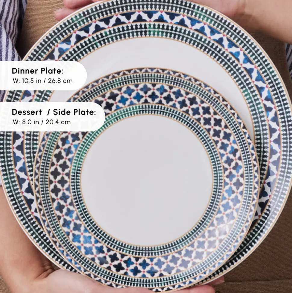 Karaca Forever Bone China New Cordoba 53-Piece Dinner Set for 12 People, Multi