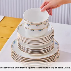 Karaca Forever Bone China New Brillo 53-Piece Dinner set for 12 People, Multi