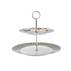 Karaca Game Porcelain 2-Tier Cake Stand, 27cm, Multi