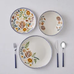 Karaca Gardenya 18-Piece Stoneware Dinner Set for 6 People, Multi