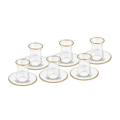 Karaca Gent 12-Piece Turkish Tea Set for 6 People, 132ml, Gold