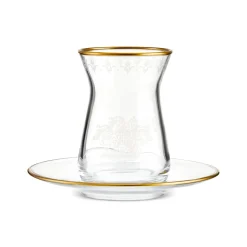 Karaca Gent 12-Piece Turkish Tea Set for 6 People, 132ml, Gold