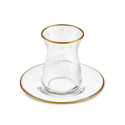Karaca Gent 12-Piece Turkish Tea Set for 6 People, 132ml, Gold