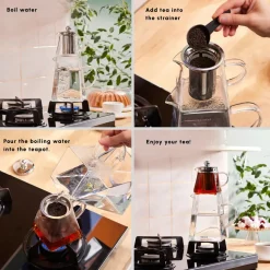 Karaca Giza Borosilicate Glass Teapot Set, Transparent