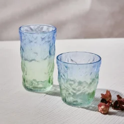 Karaca Glacier Glass Tumbler Glass, 287ml, Transparent Blue Green