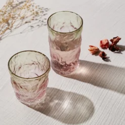 Karaca Glacier Glass Tumbler Glass, 287ml, Transparent Red Green