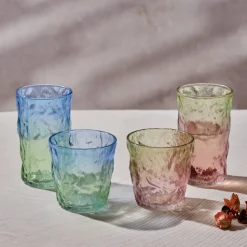 Karaca Glacier Glass Tumbler Glass, 287ml, Transparent Red Green