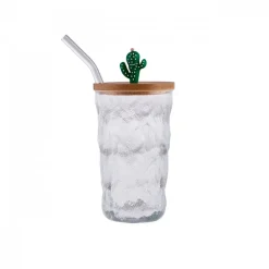 Karaca Glacier 2 Piece Glass Set with Straws, Transparent Multi