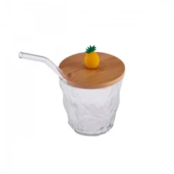 Karaca Glacier 2 Piece Glass Set with Straws, Transparent Multi