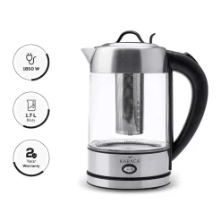 Karaca Glass Herbal Tea Maker and Kettle, 1.7L, Inox