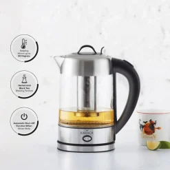 Karaca Glass Herbal Tea Maker and Kettle, 1.7L, Inox