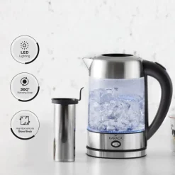 Karaca Glass Herbal Tea Maker and Kettle, 1.7L, Inox