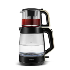 Karaca Glass Tea XL 2 in 1 Tea Maker Kettle, 1900W, Cream