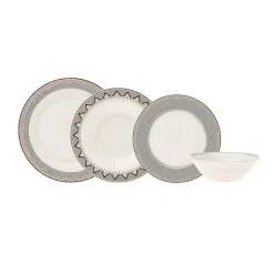 Karaca Globe 24-Piece Bone China Dinner Set for 6 People, Multi