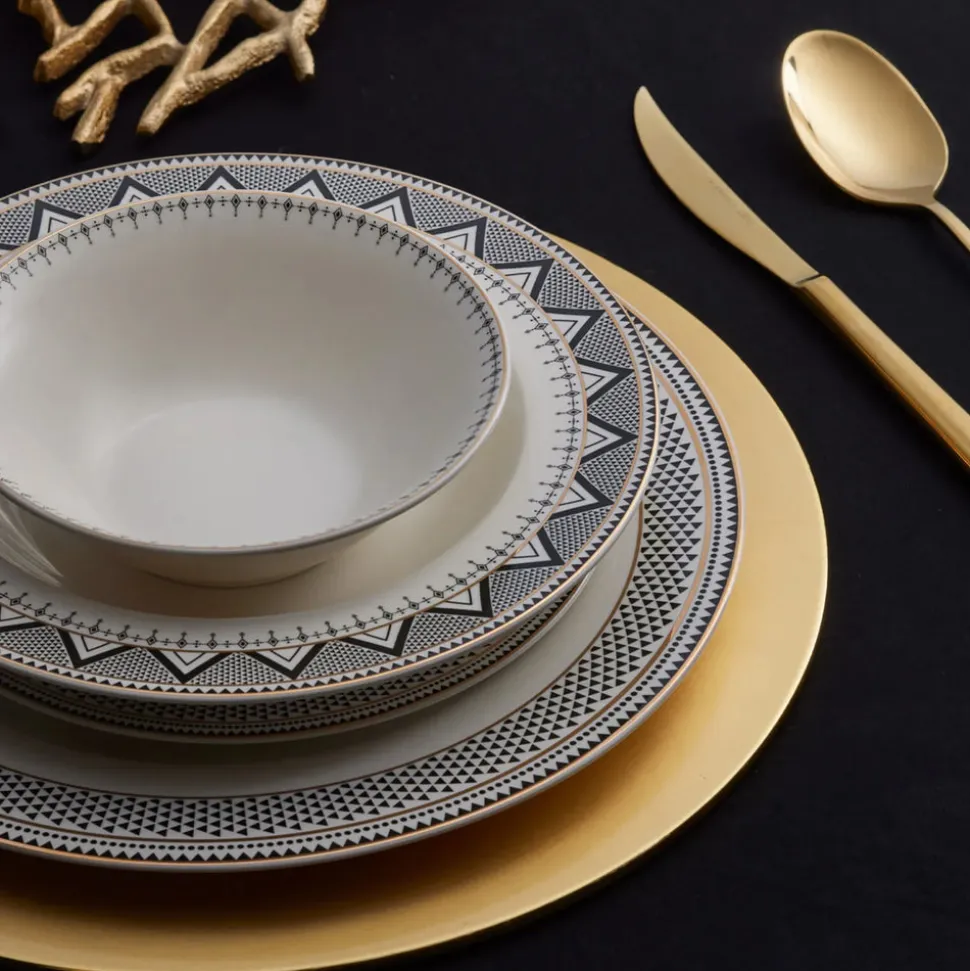 Karaca Globe 24-Piece Bone China Dinner Set for 6 People, Multi