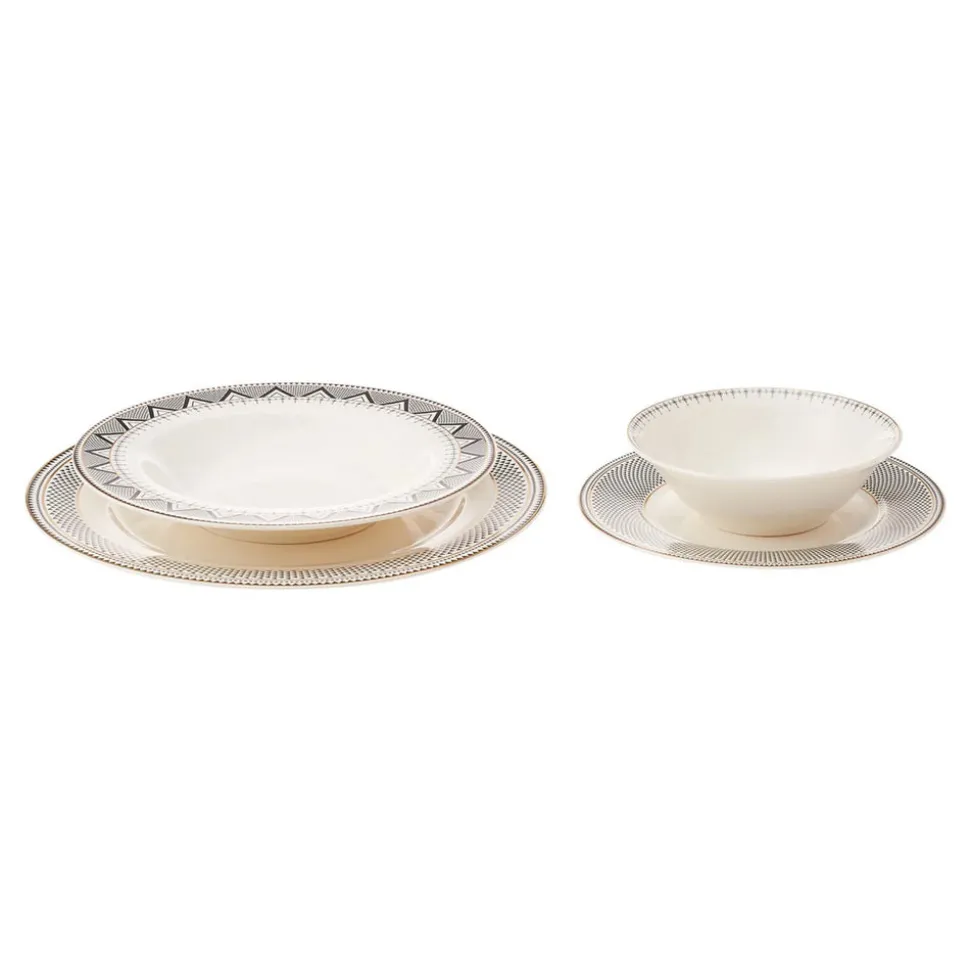 Karaca Globe 24-Piece Bone China Dinner Set for 6 People, Multi