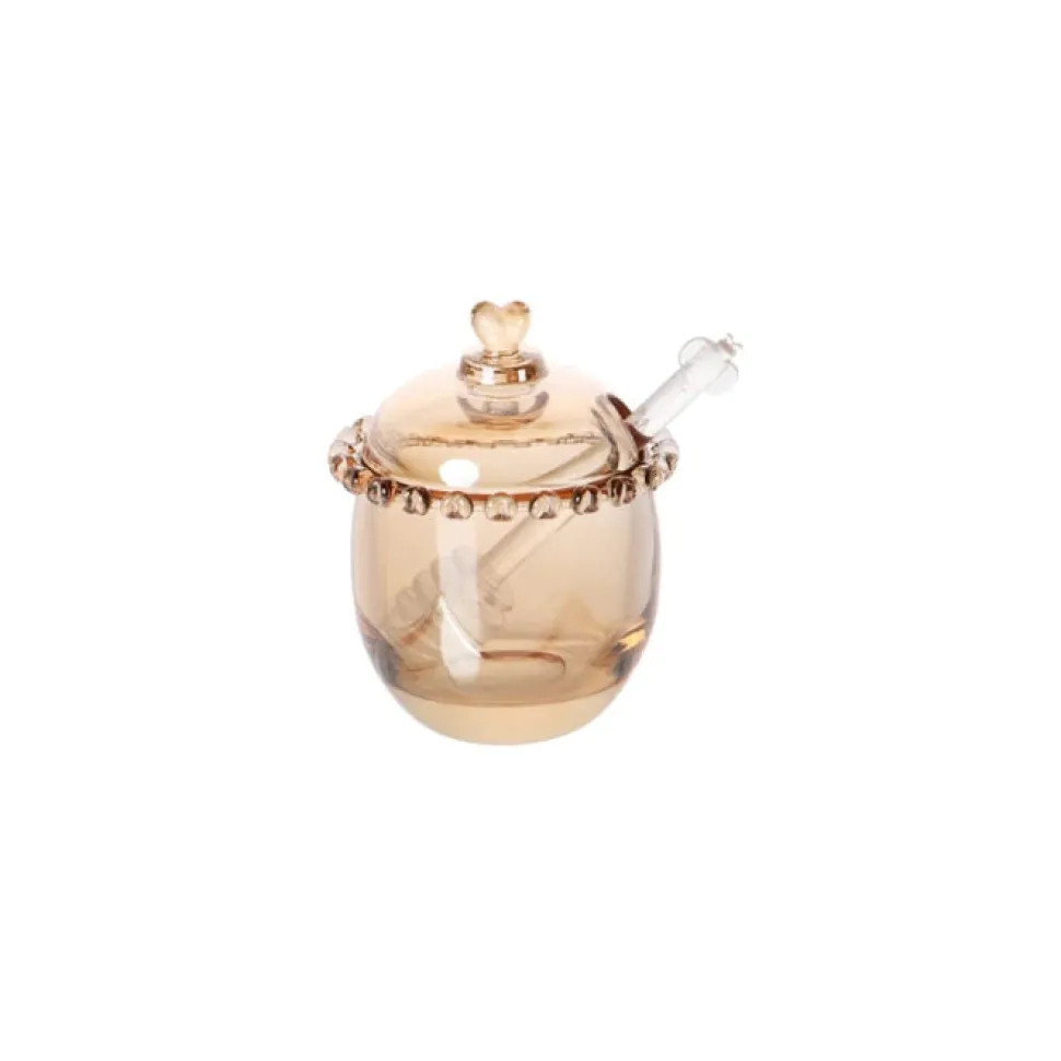 Karaca Glory Glass Honey Storage Jar, 9cm, Amber