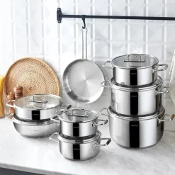 Karaca Grace Stainless Steel Induction Stockpot with Lid, 30cm, Silver