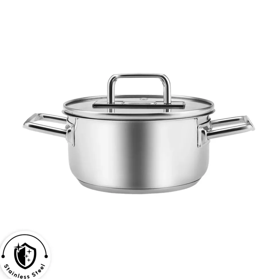 Karaca Grace Stainless Steel Induction Stockpot with Lid, 16cm, Silver