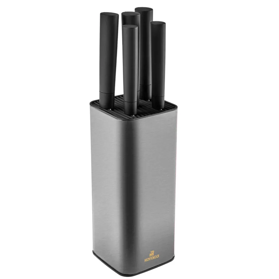 Karaca Grammy Knife Block Set, 5 Piece, Inox Black
