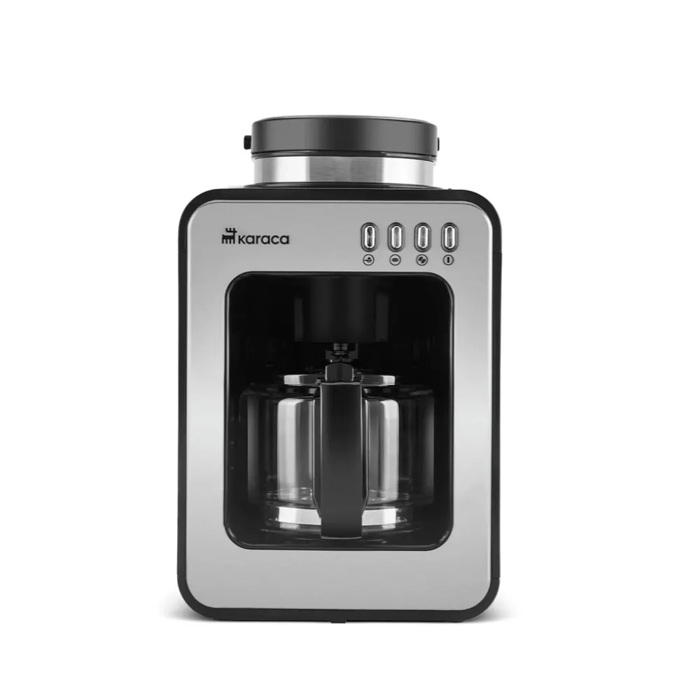 Karaca Grindmaestro Filter Coffee Maker with Built-in Grinder, 0,5L, 600W, Inox
