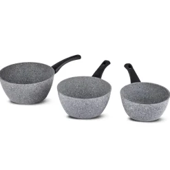 Karaca Gris Biogranite 3-Piece Induction Sauce Pan Set, Grey