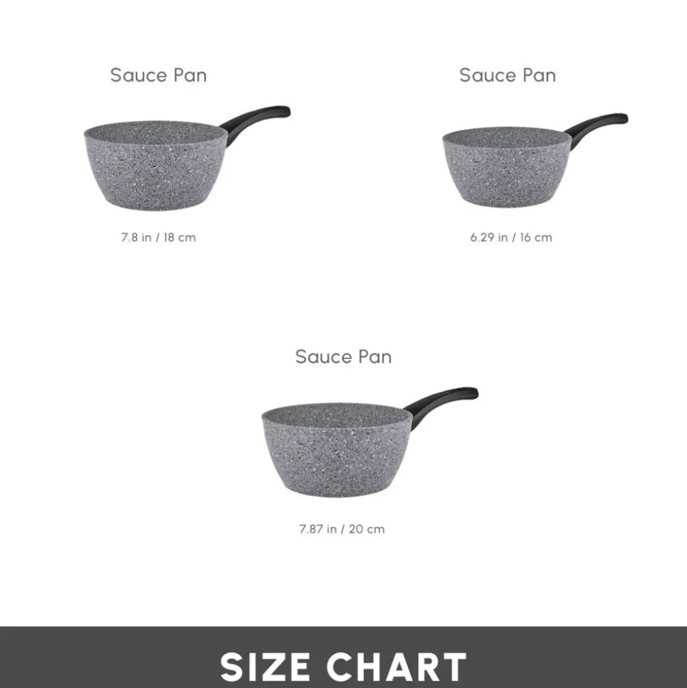 Karaca Gris Biogranite 3-Piece Induction Sauce Pan Set, Grey