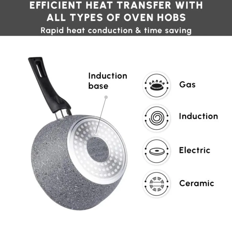 Karaca Gris Biogranite 3-Piece Induction Sauce Pan Set, Grey