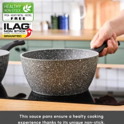 Karaca Gris Biogranite 3-Piece Induction Sauce Pan Set, Grey