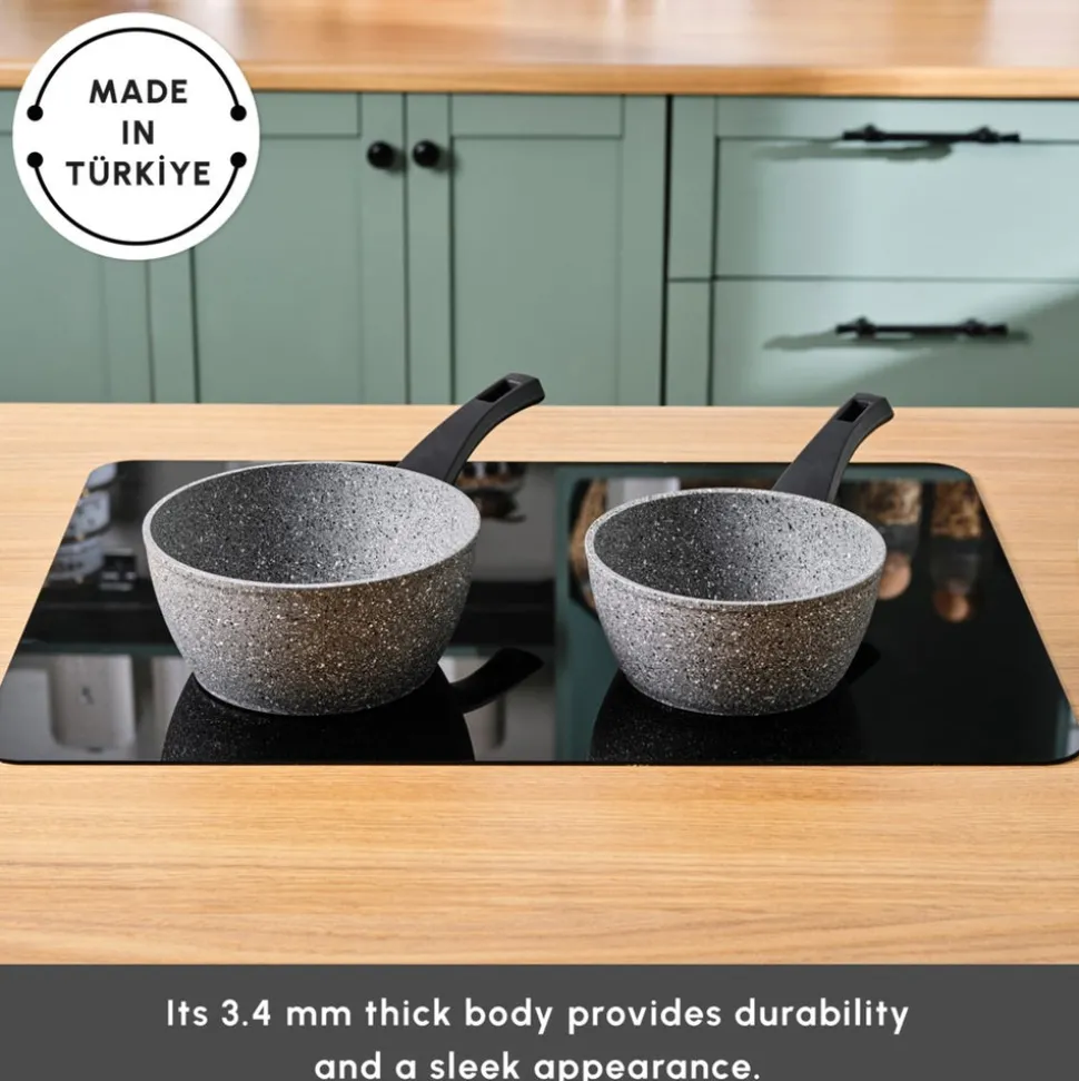 Karaca Gris Biogranite 2-Piece Induction Sauce Pan Set, Grey