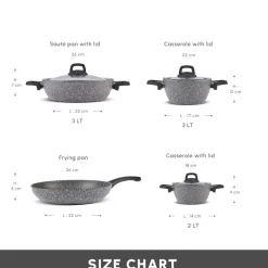 Karaca Gris Biogranite 7-Piece Non-Stick Induction Cookware Set, Grey