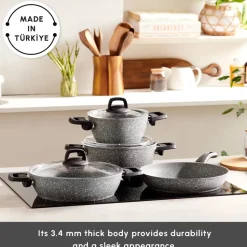 Karaca Gris Biogranite 7-Piece Non-Stick Induction Cookware Set, Grey