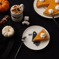 Karaca Halloween Boo Boo Ceramic Side Plate, 20cm, Black White