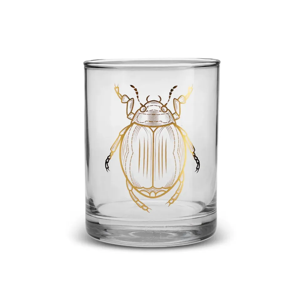 Karaca Halloween Bug Glass Tumbler Glass, 380ml, Transparent Gold