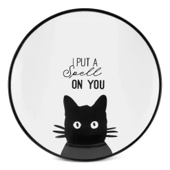 Karaca Halloween Catty Ceramic Side Plate, 20cm, Black White