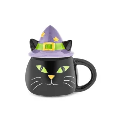 Karaca Halloween Catty Ceramic Mug, 370ml, Black White