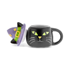 Karaca Halloween Catty Ceramic Mug, 370ml, Black White