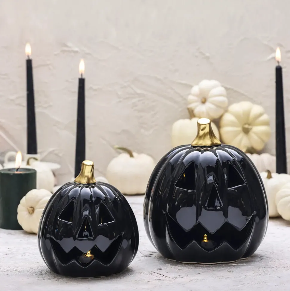 Karaca Halloween Led Light Trinket, 15cm, Black Gold