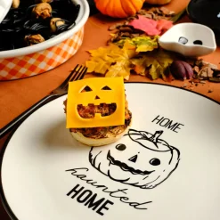 Karaca Halloween Pumpkin Ceramic Serving Platter, 27cm, Black White