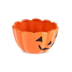 Karaca Halloween Pumpkin Ceramic Snack Bowl, 13cm, Orange