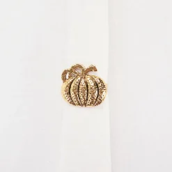 Karaca Halloween Pumpkin Napkin Ring Set, 4 Piece, 6.5cm, Gold Multi