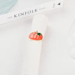 Karaca Halloween Pumpkin Napkin Ring Set, 2 Piece, 6.5cm, Orange Multi